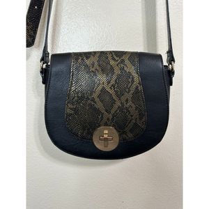 Neiman Marcus Crossbody Black And Gold Embossed S… - image 1